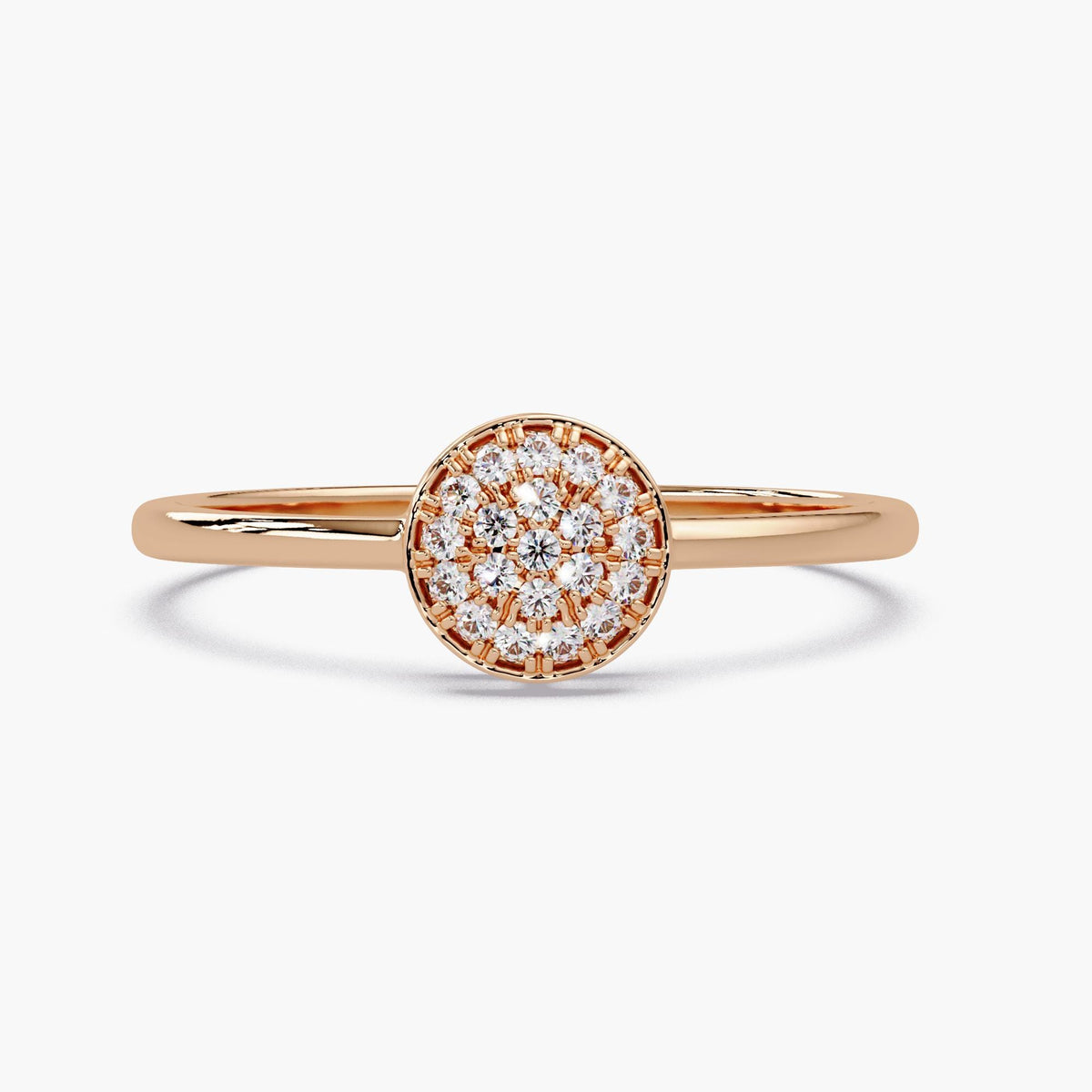 14k rose gold minimalist diamond signet ring/natural diamond fashion ring/pave diamond stack ring/gift for her