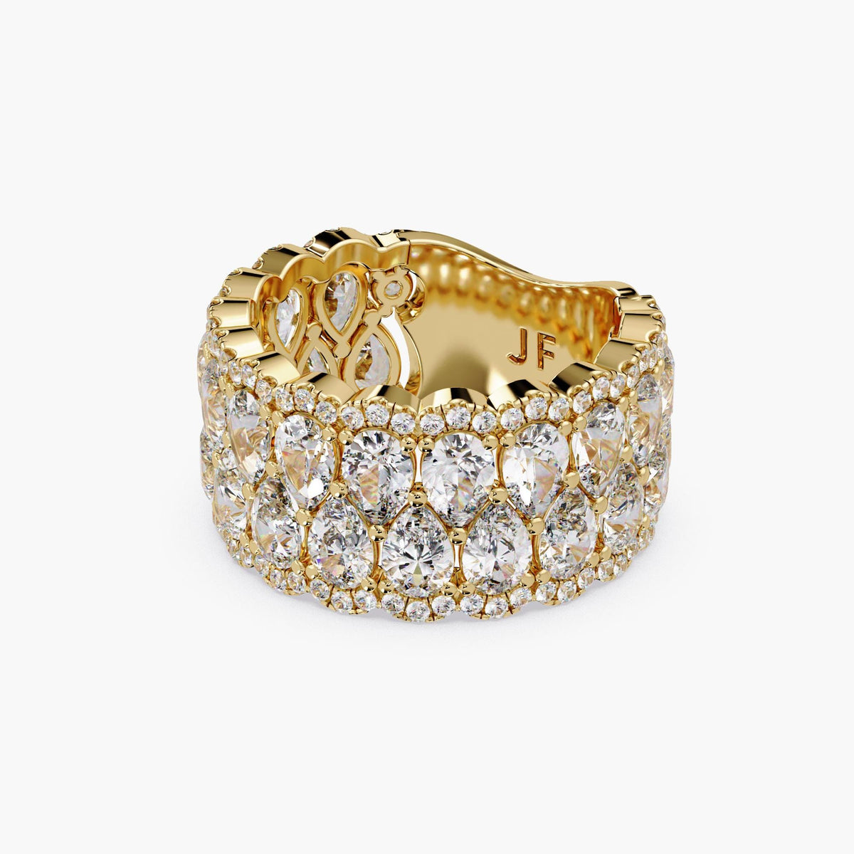 14K gold pear shaped lab grown diamond anniversary band for women