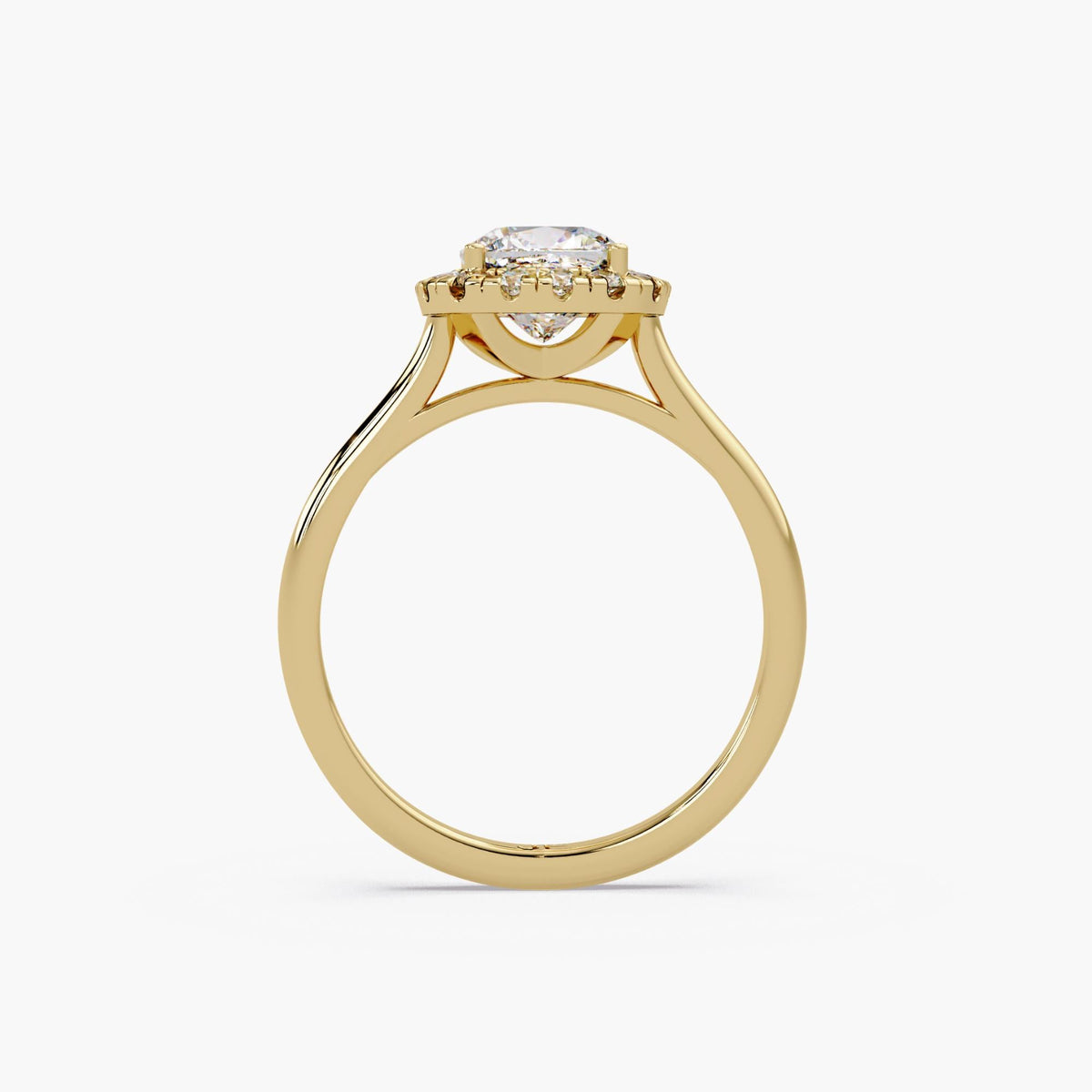 1.5 CTW Cushion Halo Engagement Ring, 14K Gold Cushion Cut Lab Diamond Ring, IGI Certified