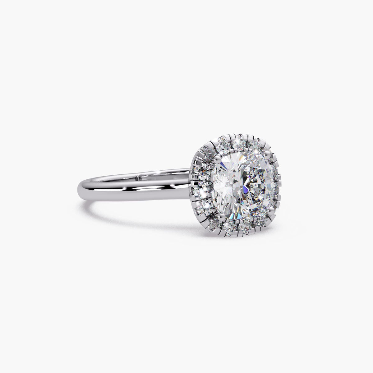 1.5 CTW Cushion Halo Engagement Ring, 14K Gold Cushion Cut Lab Diamond Ring, IGI Certified