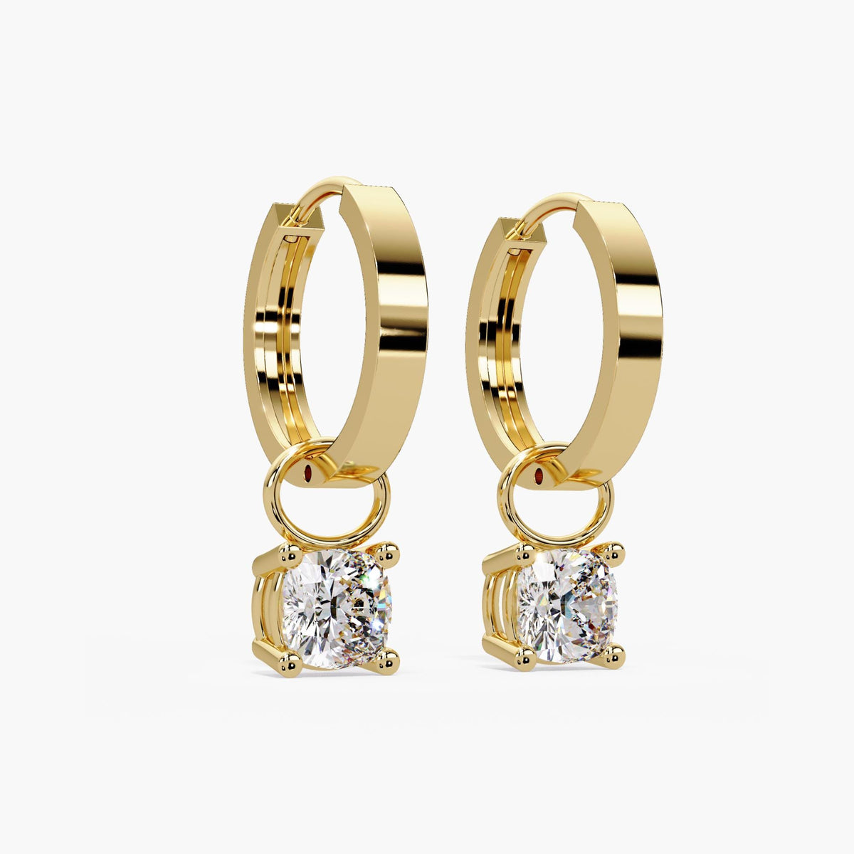 Cushion Diamond Drop Earrings Charm / Diamond Earrings Dangle / Dangle Earrings 14K / Solitaire Earring Charm / Lab Grown Dangling Diamond