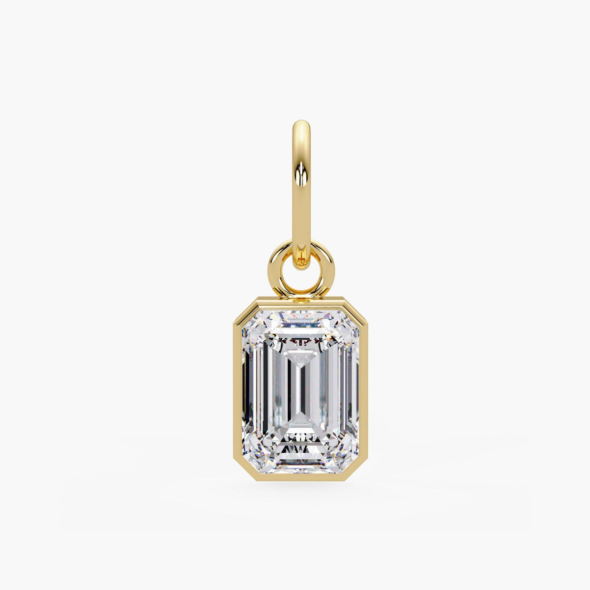 Bezel Set Emerald Cut Lab Diamond Pendant Necklace