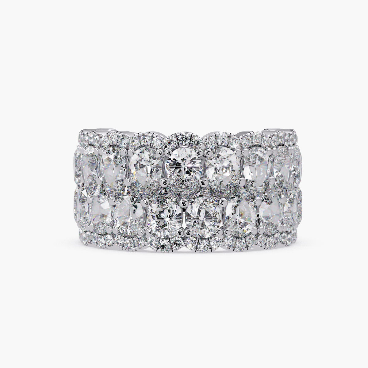 Luxury wide wedding band with pear cut lab grown diamonds