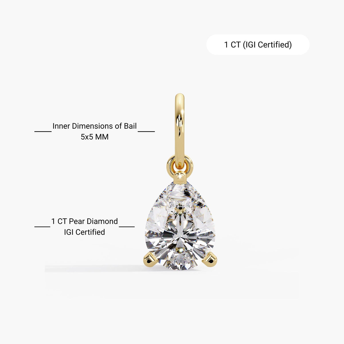 Pear Diamond Pendant, Pear Diamond Charm, Lab Grown Diamond Pendant, Pear Diamond Necklace, Pear Shaped Diamond Pendant, IGI Certified Diamond Necklace, Lab Diamond Pendant, 14K Gold Solitaire Diamond Pendant, Pear Cut Lab Diamond Pendant