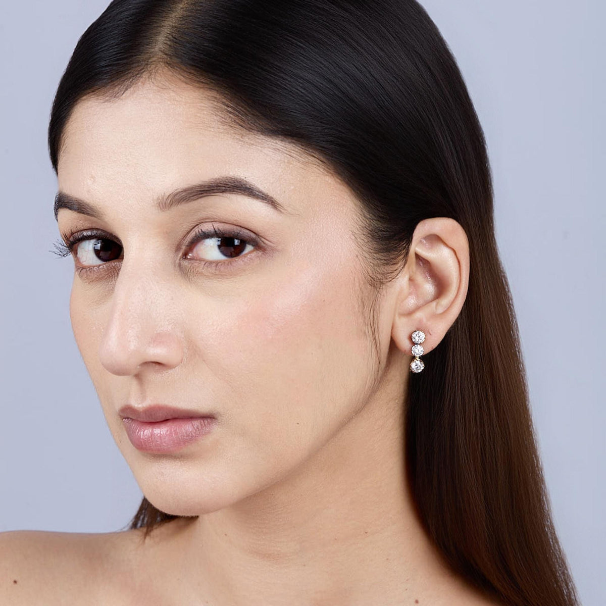 2.5 CTW Lab Diamond Drop Stud Earrings | Two Tone 14K Gold | 8 Prong Setting