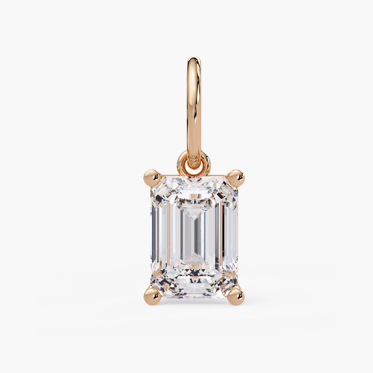 14K rose gold emerald cut diamond necklace