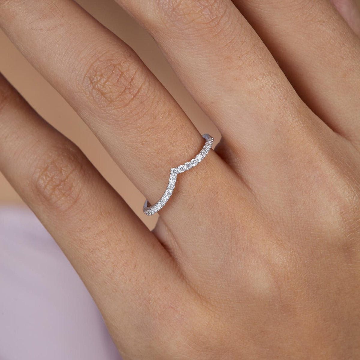 14K Gold V-Shaped Natural Diamond Enhancer Ring, 0.25 CTW