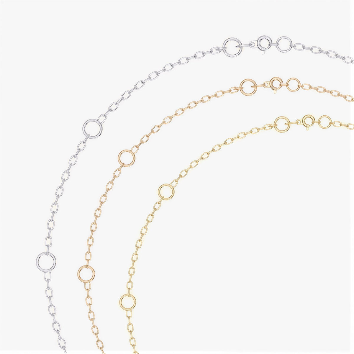 Adjustable 16–18 inch cable chains in 14K gold
