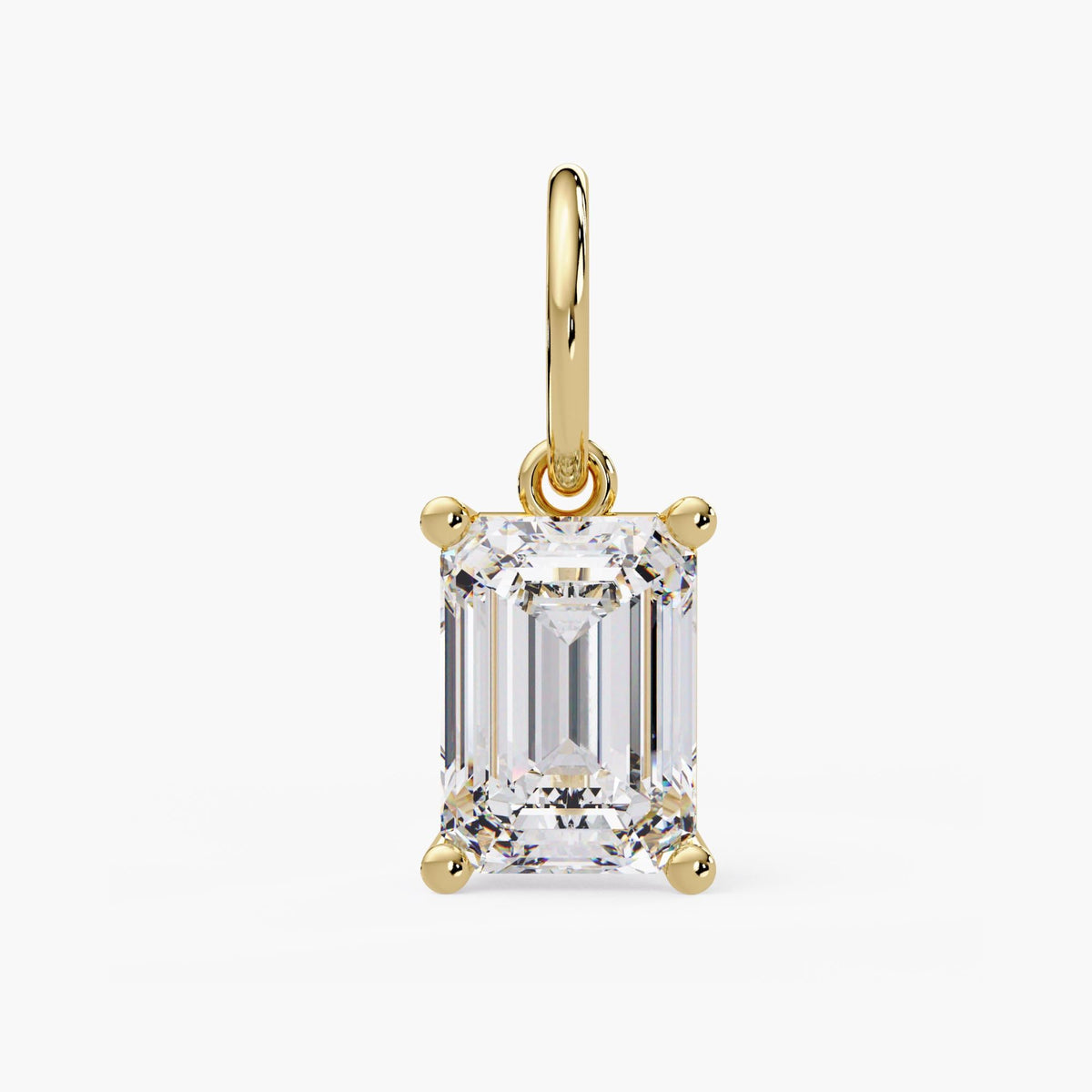 Emerald cut lab grown diamond pendant in 14K yellow gold