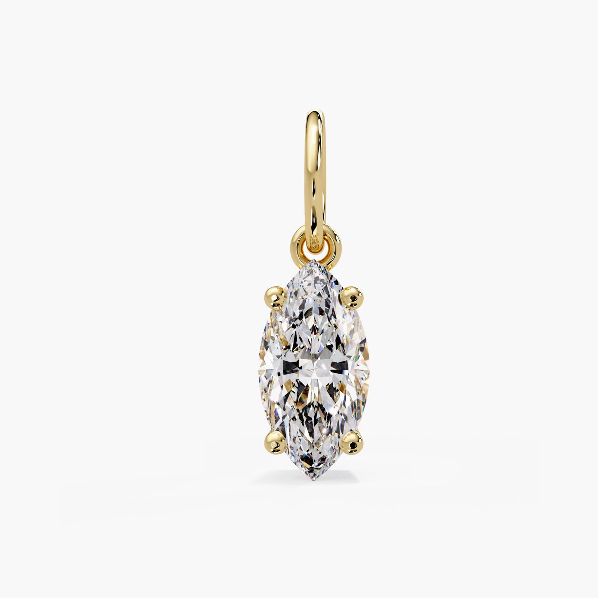 14K yellow gold marquise cut lab grown diamond pendant without chain