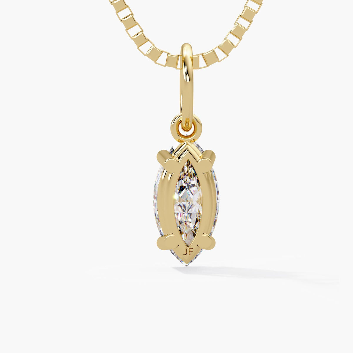 14K yellow gold marquise cut diamond pendant