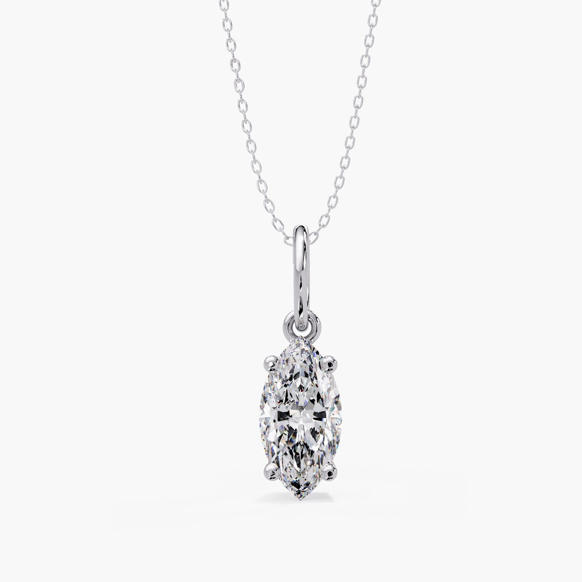 Marquise cut lab grown diamond pendant in 14K white gold