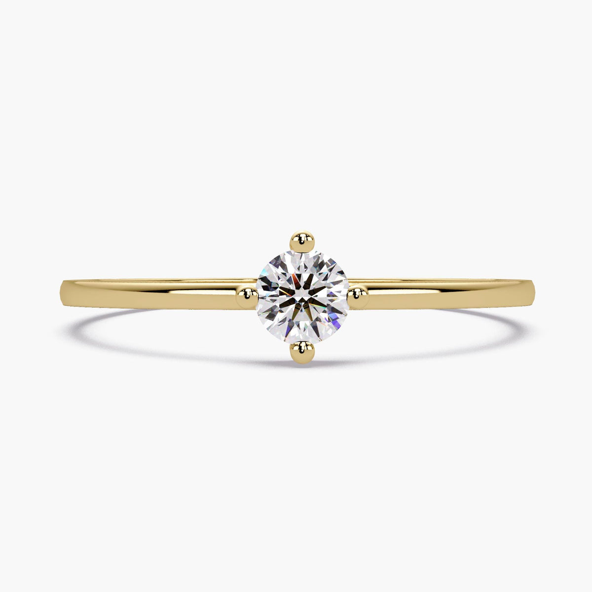 0.15 CT Round Natural Diamond Engagement Ring, 14K Gold Solitaire Ring, Promise Ring, Minimalist Diamond Ring, VS+ EF Diamond