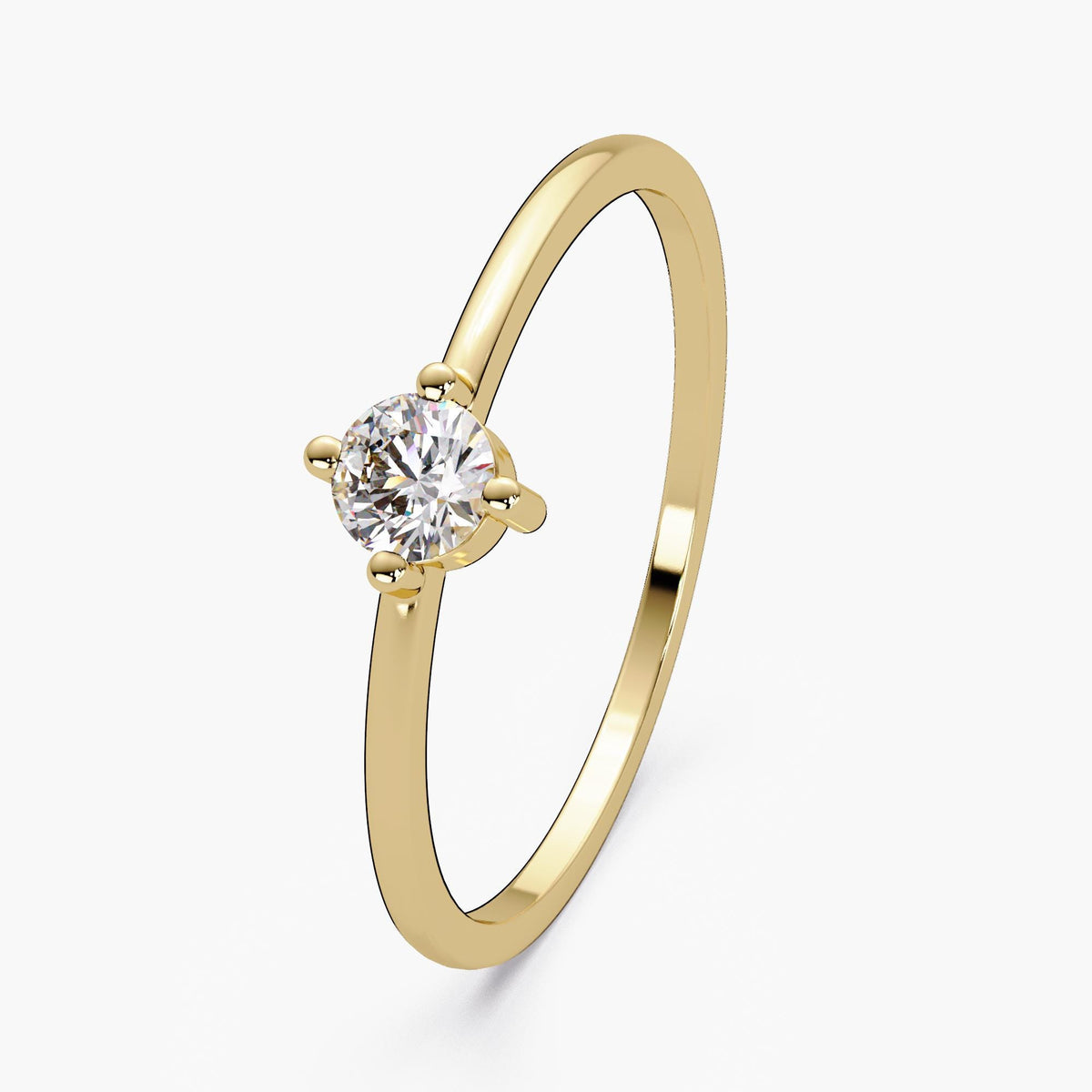 0.15 CT Round Natural Diamond Engagement Ring, 14K Gold Solitaire Ring, Promise Ring, Minimalist Diamond Ring, VS+ EF Diamond