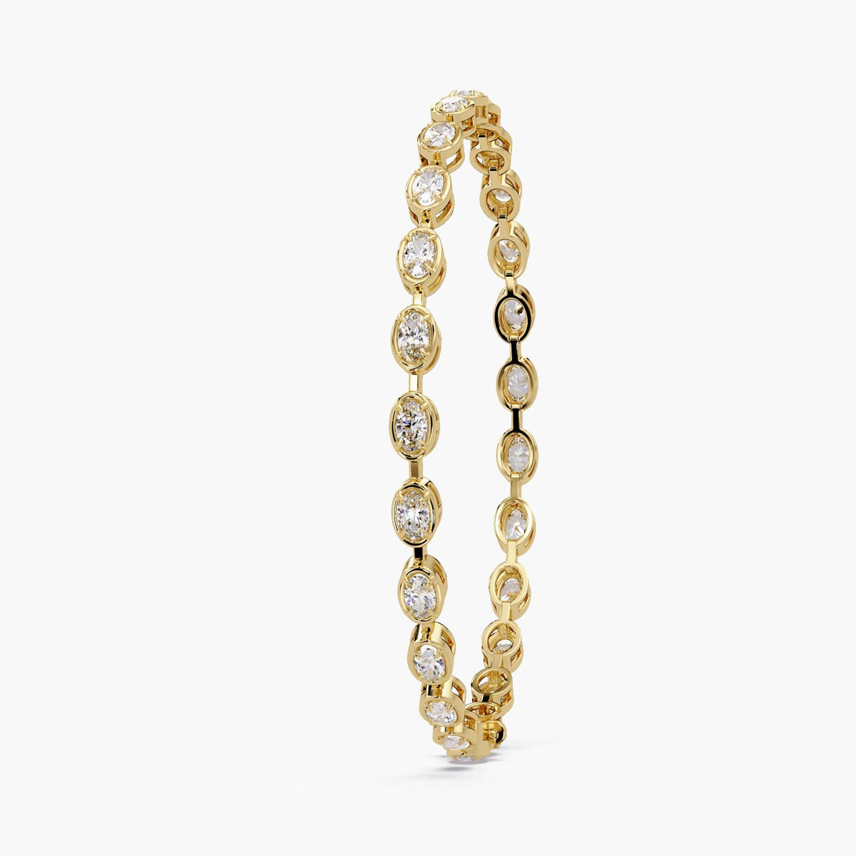 Oval bezel diamond bracelet with 3.75 carat total weight and secure clasp