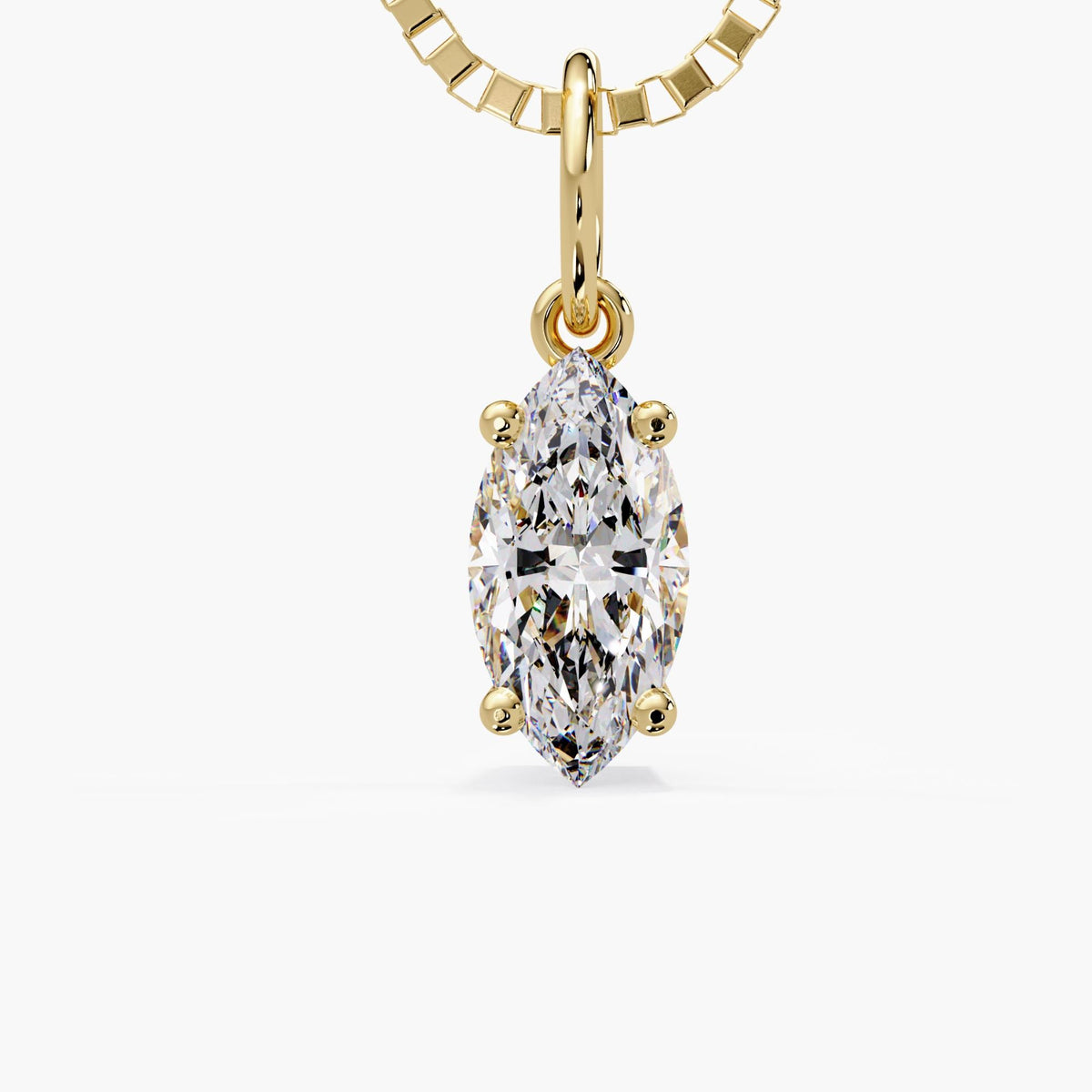 marquise cut solitaire lab grown diamond pendant in 14K yellow gold