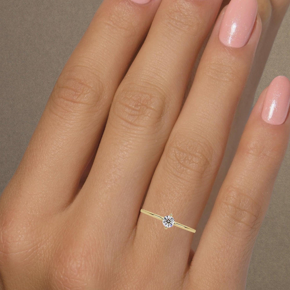 0.15 CT Round Natural Diamond Engagement Ring, 14K Gold Solitaire Ring, Promise Ring, Minimalist Diamond Ring, VS+ EF Diamond