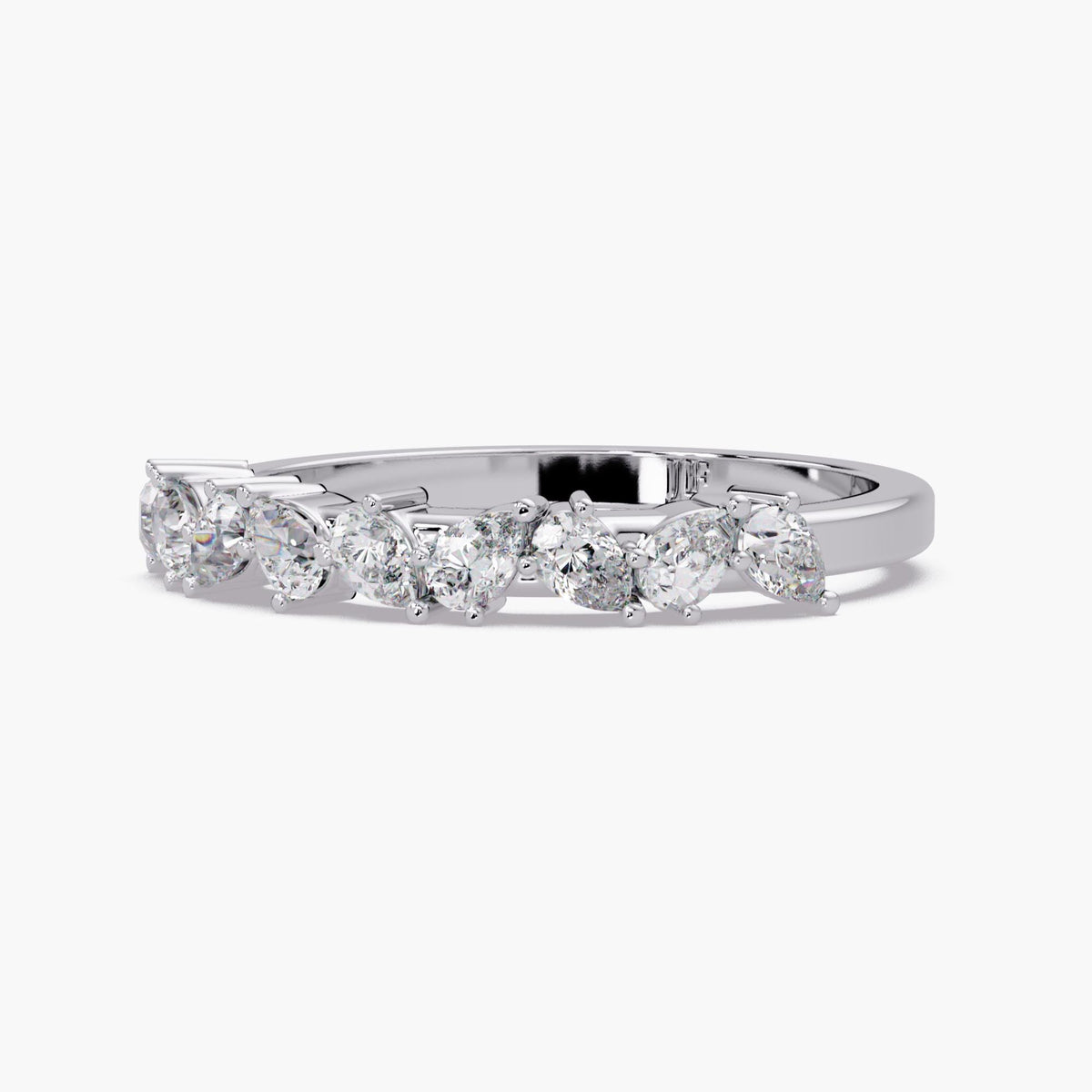 14K White Gold Pear Diamond Wedding Band with 0.30 CT Lab Grown Diamonds