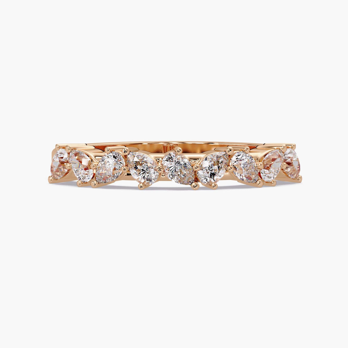14K Rose Gold Pear Diamond Wedding Band with 0.30 CT Lab Grown Diamonds