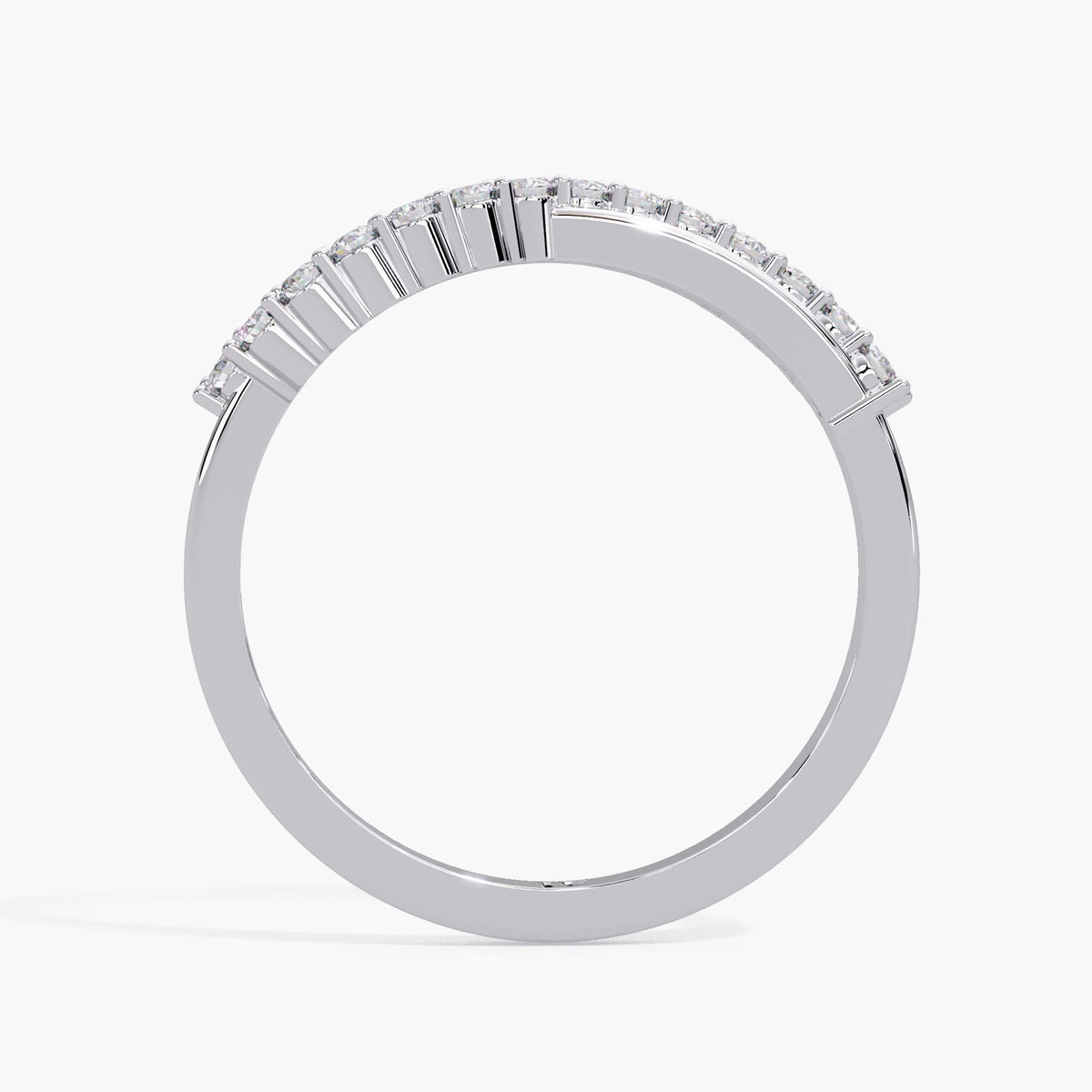14K White Gold Curved Diamond Wedding Band with 0.20 CT Lab Grown Diamonds