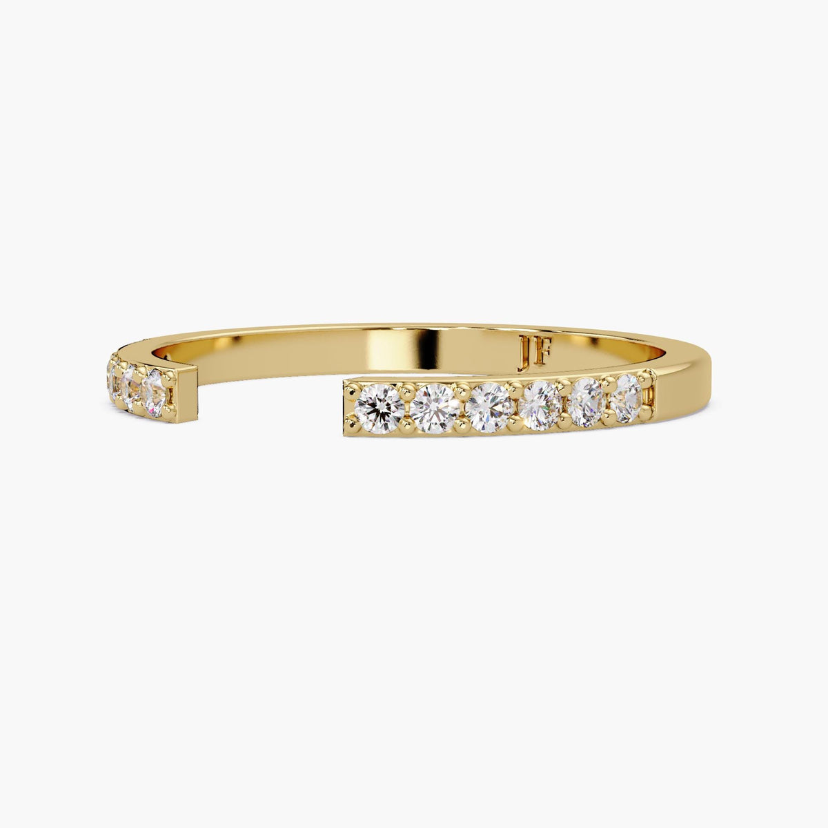 14K Solid Gold Open Gap Diamond Ring, 0.20 CT Lab Grown Diamond Open Cuff Ring, Stackable Wedding Band, Spacer Ring