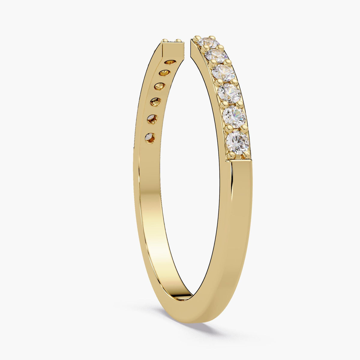 14K Solid Gold Open Gap Diamond Ring, 0.20 CT Lab Grown Diamond Open Cuff Ring, Stackable Wedding Band, Spacer Ring