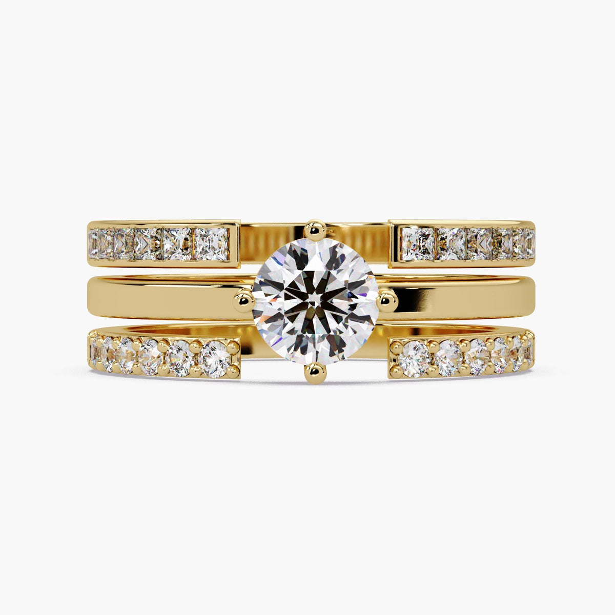 14K Solid Gold Open Gap Diamond Ring, 0.20 CT Lab Grown Diamond Open Cuff Ring, Stackable Wedding Band, Spacer Ring