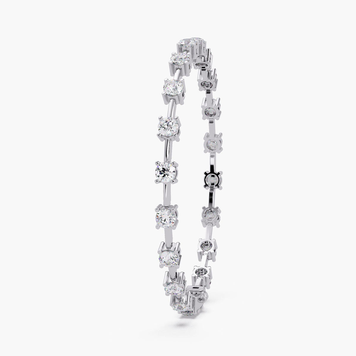 Round lab grown diamond bar link bracelet in 14K white gold