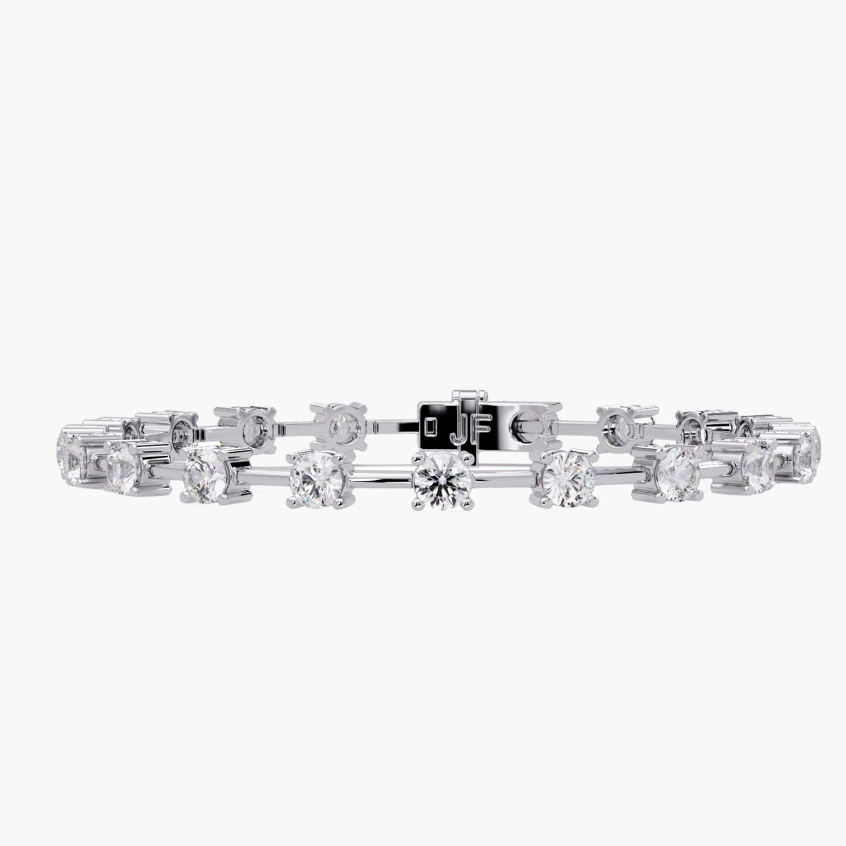 White gold four prong round diamond tennis bracelet for women