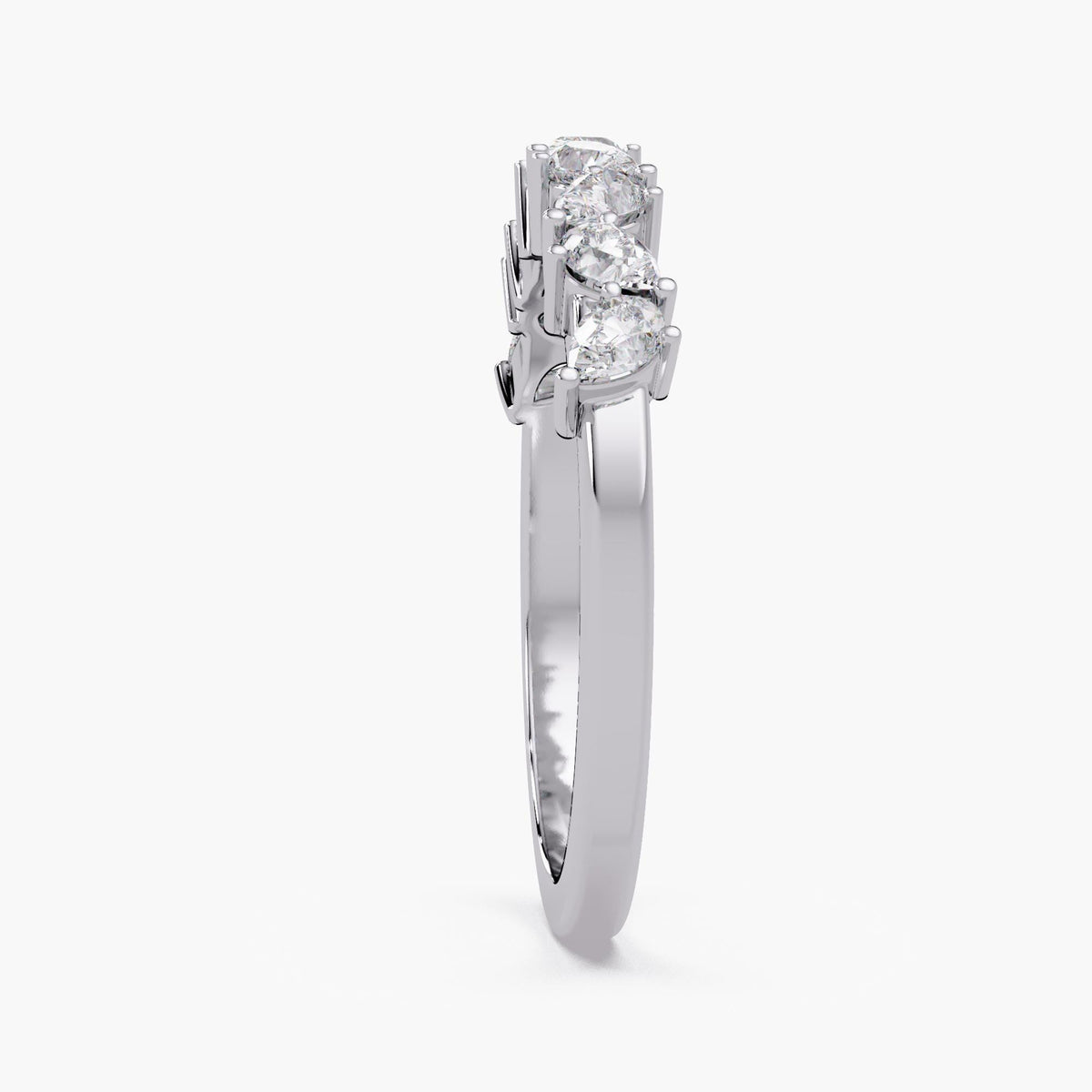 14K White Gold Pear Diamond Wedding Band with 0.30 CT Lab Grown Diamonds