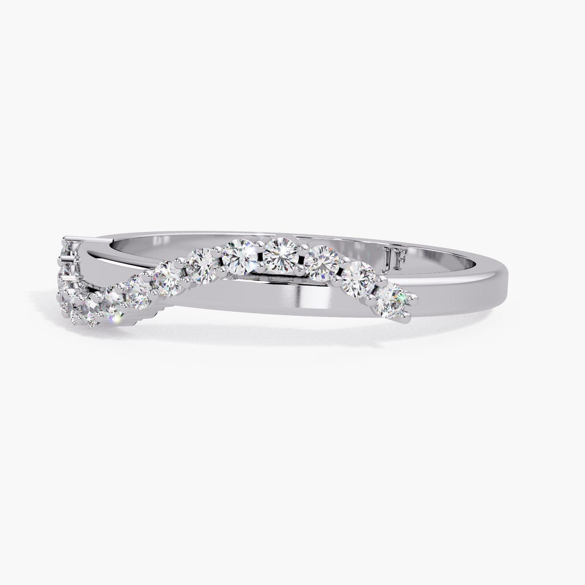 14K White Gold Curved Diamond Wedding Band with 0.20 CT Lab Grown Diamonds