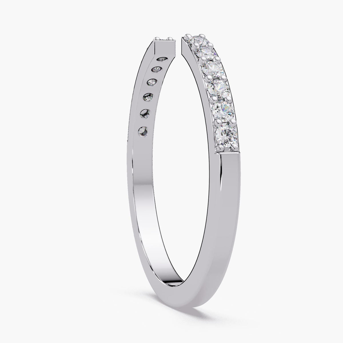 14K Solid Gold Open Gap Diamond Ring, 0.20 CT Lab Grown Diamond Open Cuff Ring, Stackable Wedding Band, Spacer Ring