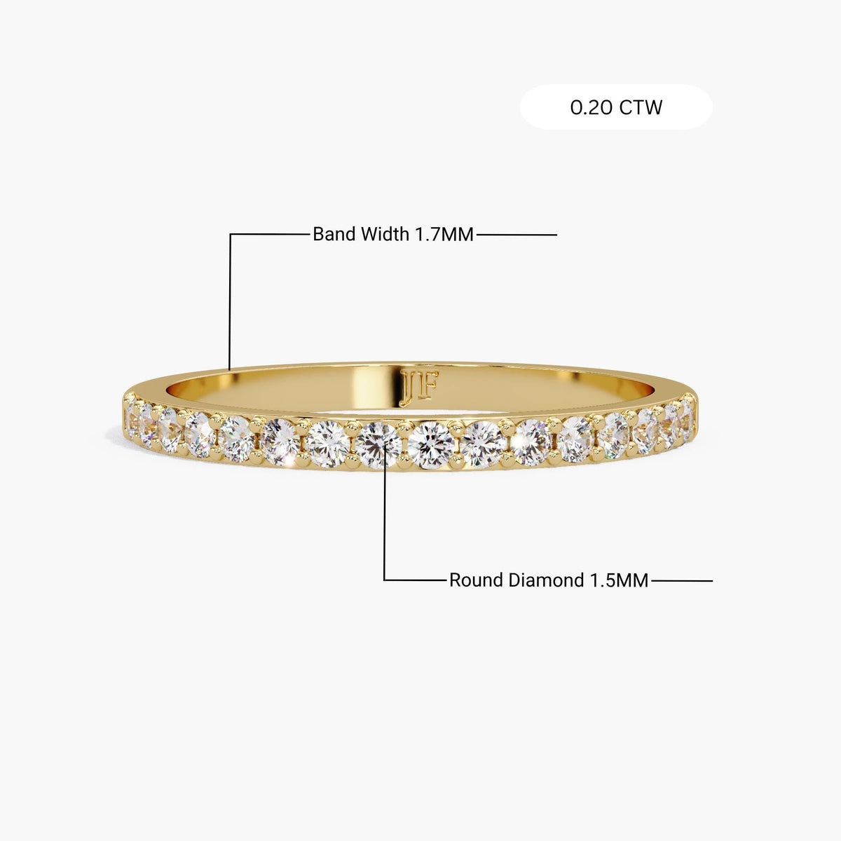 Round Cut Diamond Wedding Band / Half Eternity Ring / 14K Solid Gold Ring / Lab Grown Diamond Band / Bridal Band / Stacking Ring