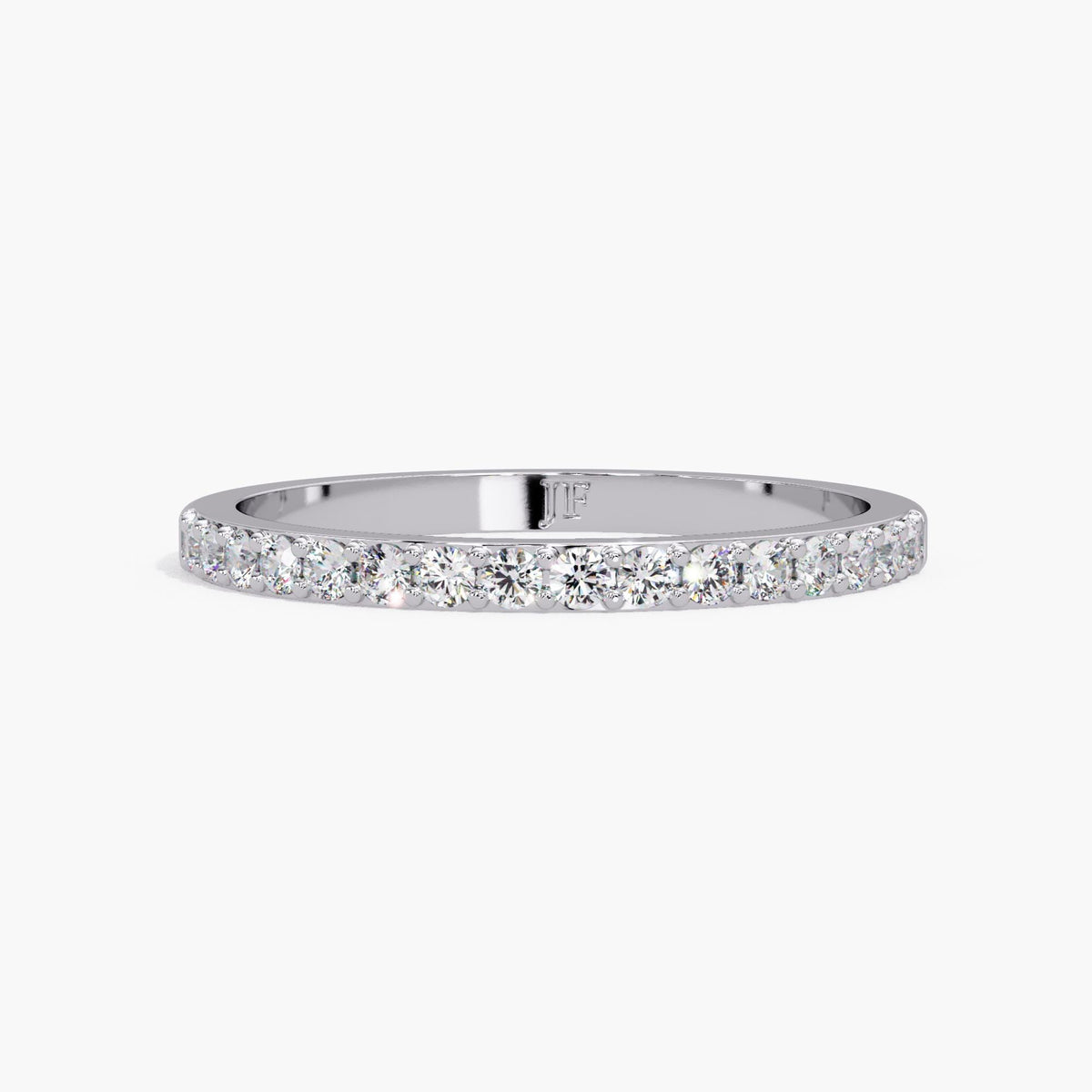White Gold Diamond Band / Half Eternity Ring / Round Cut Diamond Ring / Thin Wedding Band / Pavé Wedding Band / Stackable Ring