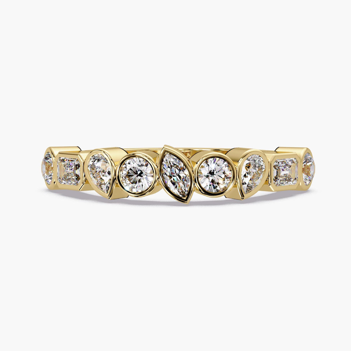 Mixed Shape Diamond Ring / 14K Gold Diamond Ring / Mixed Cut Diamond Ring / Bezel Diamond Ring / Lab Grown Diamond Ring / Multi Stone Ring