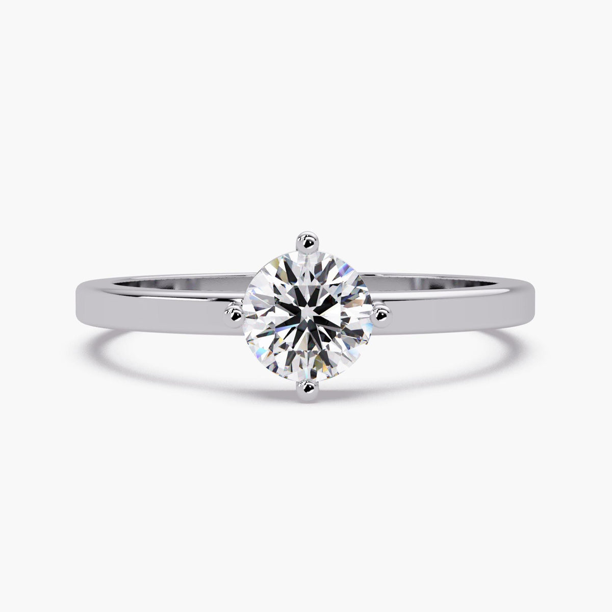 White-gold lab-diamond engagement ring / 0.50 ct round diamond solitaire / compass-set white-gold ring / minimalist bridal diamond ring