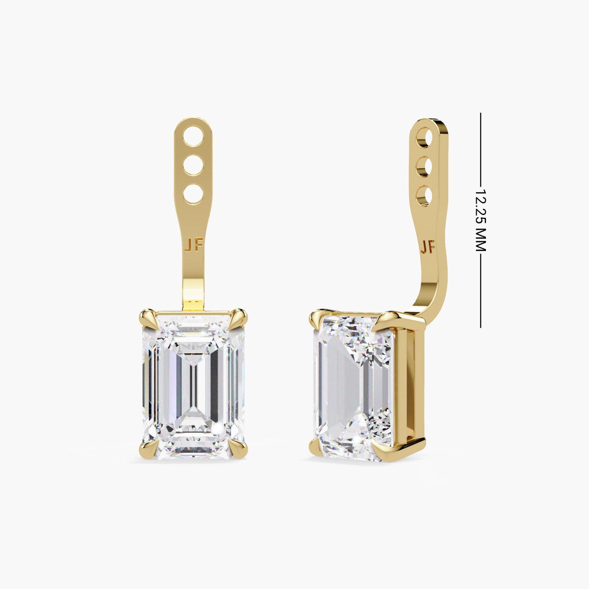 diamond stud jacket / diamond ear jacket / 14k diamond jacket / emerald cut diamond / lab grown diamond / earring enhancer / jackets for studs / front back earrings / bridal ear jackets / wedding ear jackets / solid 14k gold / handcrafted earrings / diamond drop jacket