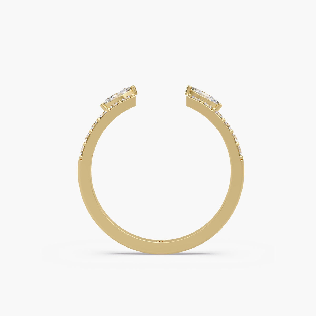 Open Wedding Bands, 6MM Wide Gap Ring, 1.7MM Half Eternity Band, Lab Grown Marquise Gap Ring