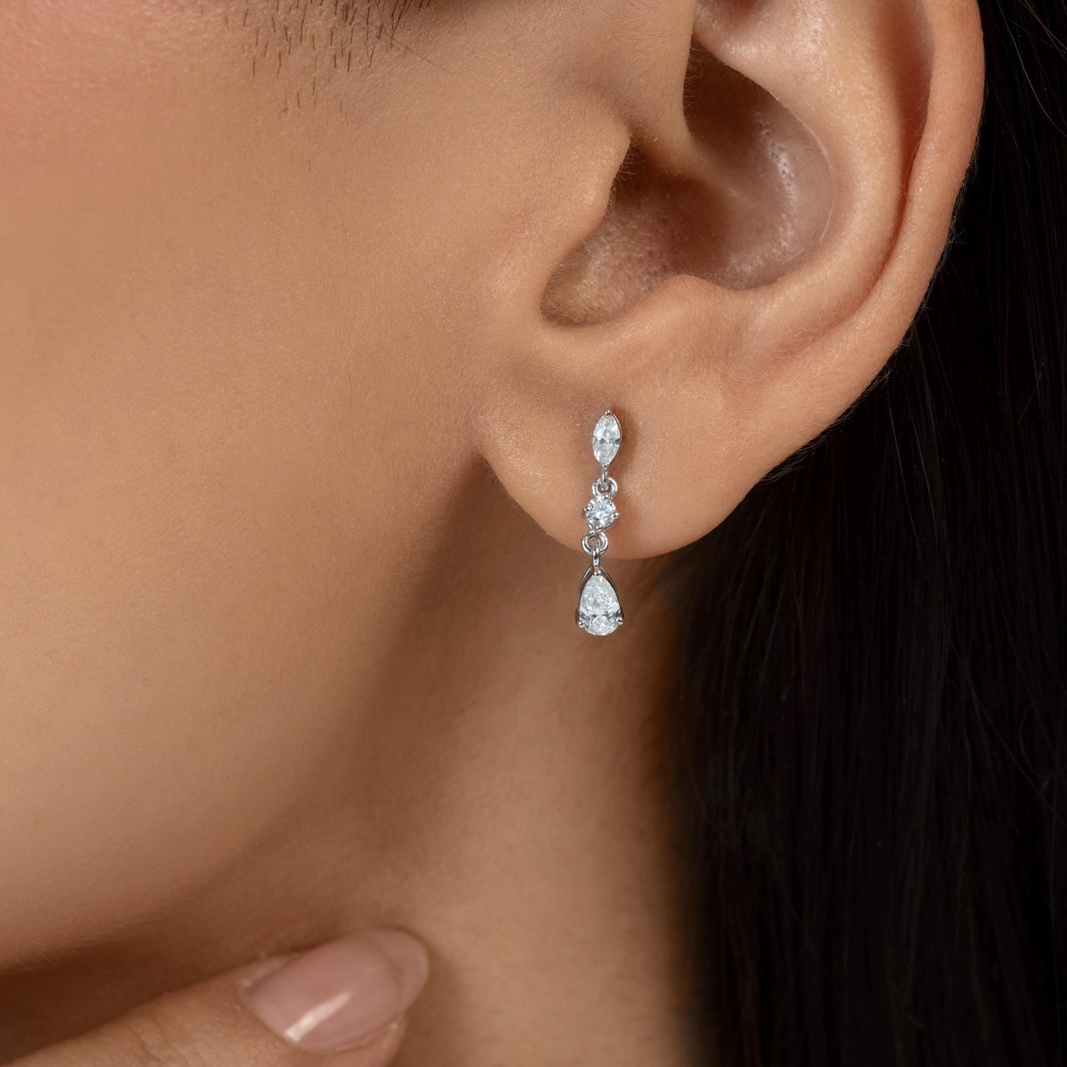 14K Gold Lab Diamond Line Drop Earrings, 0.55 Ctw Dainty Diamond Strand Earrings