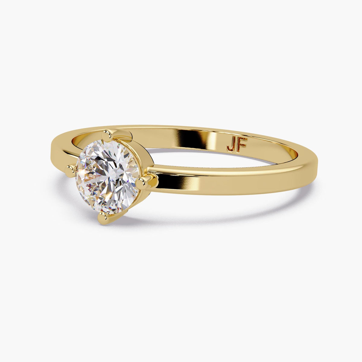 Round lab-diamond engagement ring video / compass-prong solitaire ring / half-carat diamond ring / minimalist 14K gold engagement ring