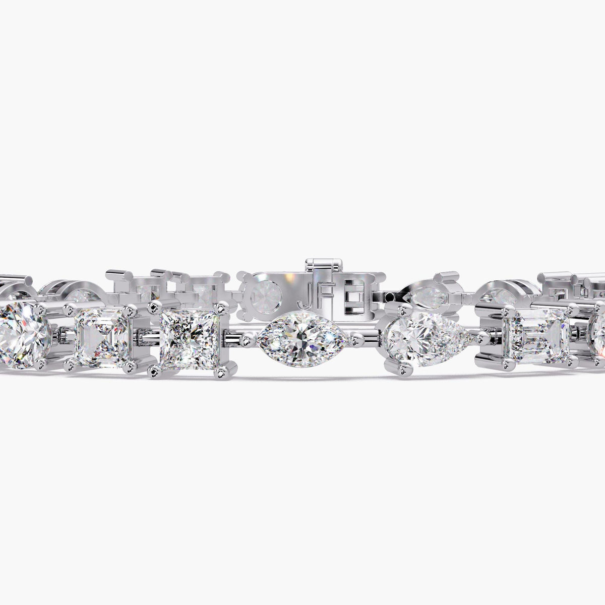 Multi Shape Lab Grown Diamond Tennis Bracelet, Stackable Diamond Wedding Bracelet, Lab Grown Diamond Bracelet, 14K Yellow Gold Bracelet, Marquise, Round, Asscher, Emerald and Pear Diamond Bridal Bracelet, Multi Shape Diamond Bracelet