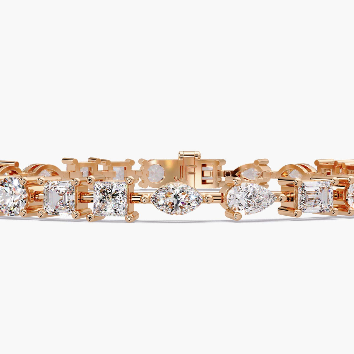 Multi Shape Lab Grown Diamond Tennis Bracelet, Stackable Diamond Wedding Bracelet, Lab Grown Diamond Bracelet, 14K Yellow Gold Bracelet, Marquise, Round, Asscher, Emerald and Pear Diamond Bridal Bracelet, Multi Shape Diamond Bracelet