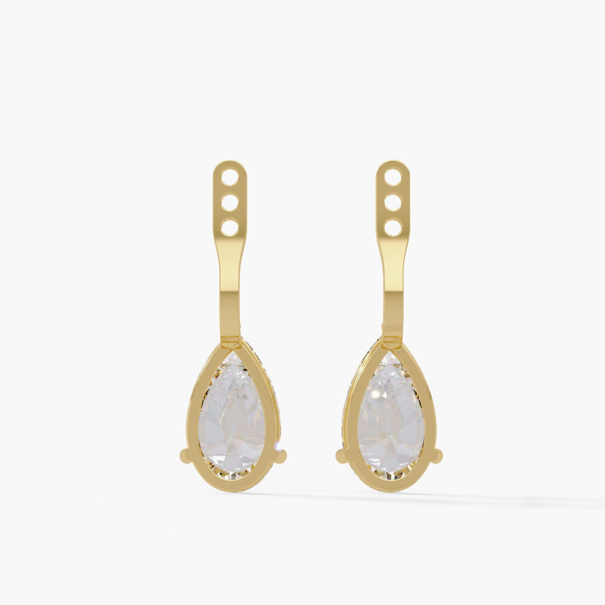 14K yellow gold Diamond Earring Jacket / Solitaire Earring Jacket / Lab Diamond Pear Jacket / Earring Jacket / Pear Earring Jacket / Only Jackets in Earrings / 14K Earring Jackets / Jacket Earring Solid Gold / Ear Jacket Diamond / Ear Jacket Lab Grown / Pear Diamond Jacket Earring Lab