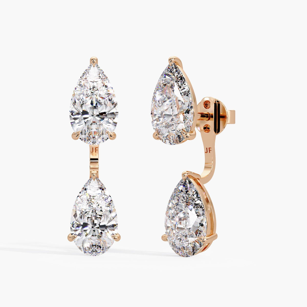 14K rose gold Diamond Earring Jacket / Solitaire Earring Jacket / Lab Diamond Pear Jacket / Earring Jacket / Pear Earring Jacket / Only Jackets in Earrings / 14K Earring Jackets / Jacket Earring Solid Gold / Ear Jacket Diamond / Ear Jacket Lab Grown / Pear Diamond Jacket Earring Lab