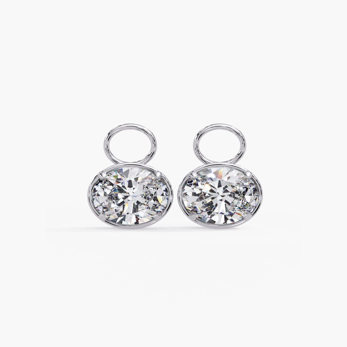 14k white gold Oval Lab Diamond Drop Earrings Charm / Hanging Diamond Charm / Diamond Charm Jewelry / Diamond Earrings Dangle / Dangle Earrings 14K / Solitaire Earring Charm / Lab Grown Dangling Diamond