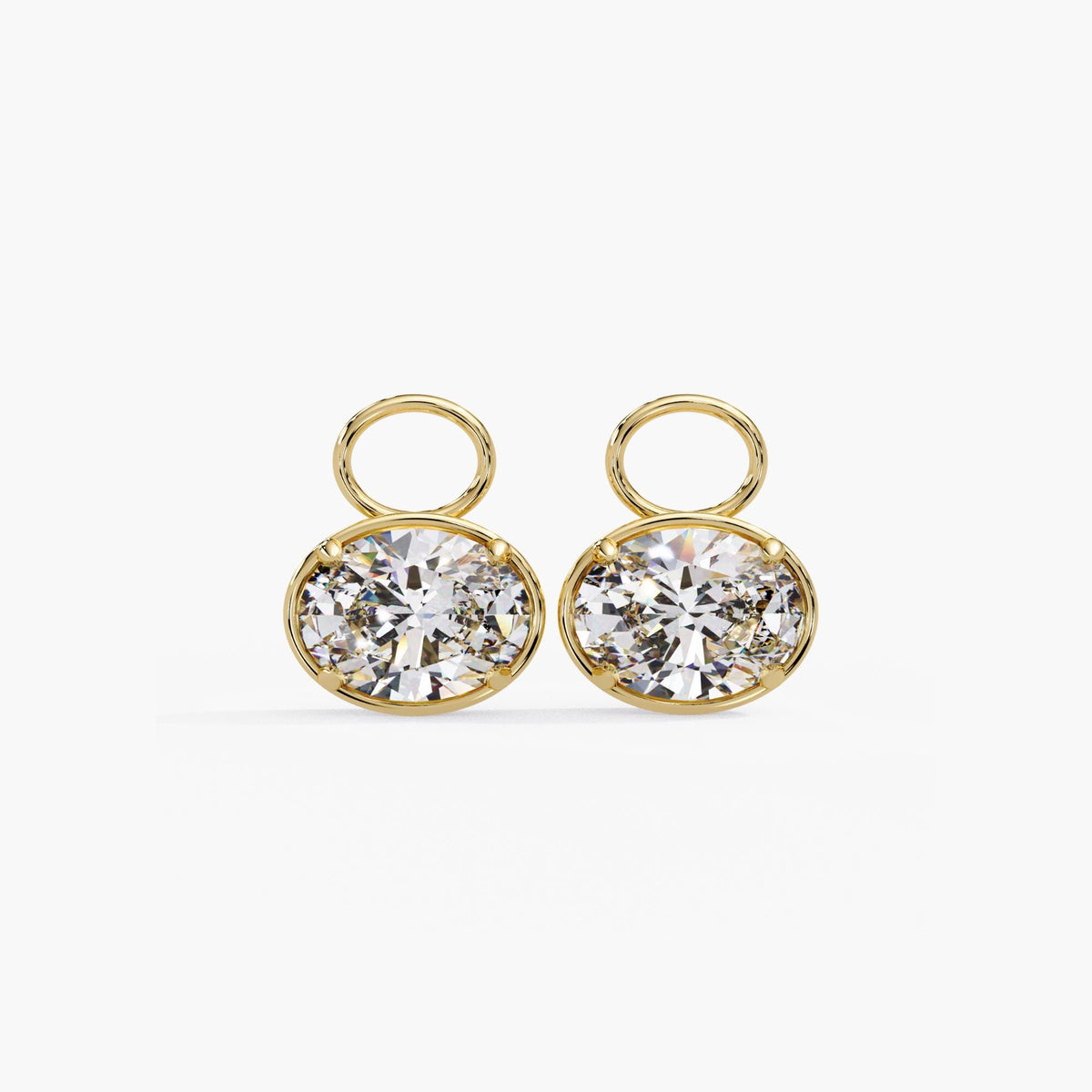 14k yellow gold Oval Lab Diamond Drop Earrings Charm / Hanging Diamond Charm / Diamond Charm Jewelry / Diamond Earrings Dangle / Dangle Earrings 14K / Solitaire Earring Charm / Lab Grown Dangling Diamond