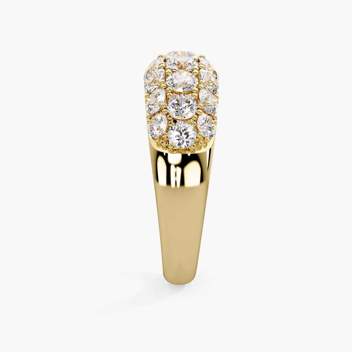 14K Gold Dome Pavé Lab Grown Diamond Ring, Solid Gold Diamond Band, Statement Wedding Ring, Luxurious Anniversary Gift