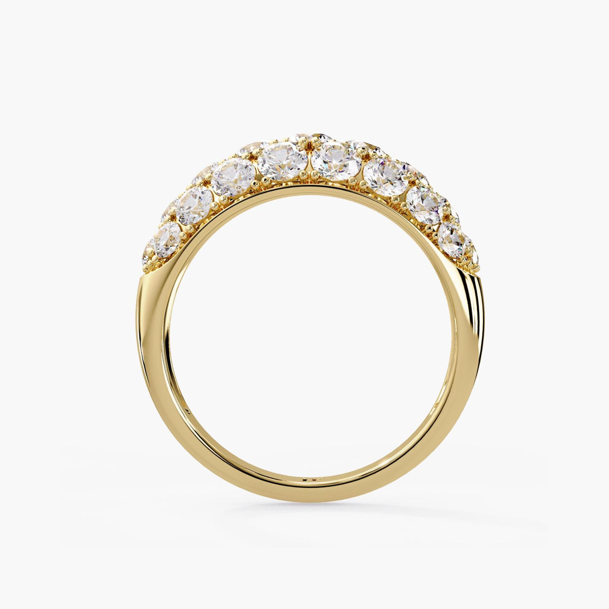14K yellow Gold Dome Pavé Lab Grown Diamond Ring, Solid Gold Diamond Band, Statement Wedding Ring, Luxurious Anniversary Gift