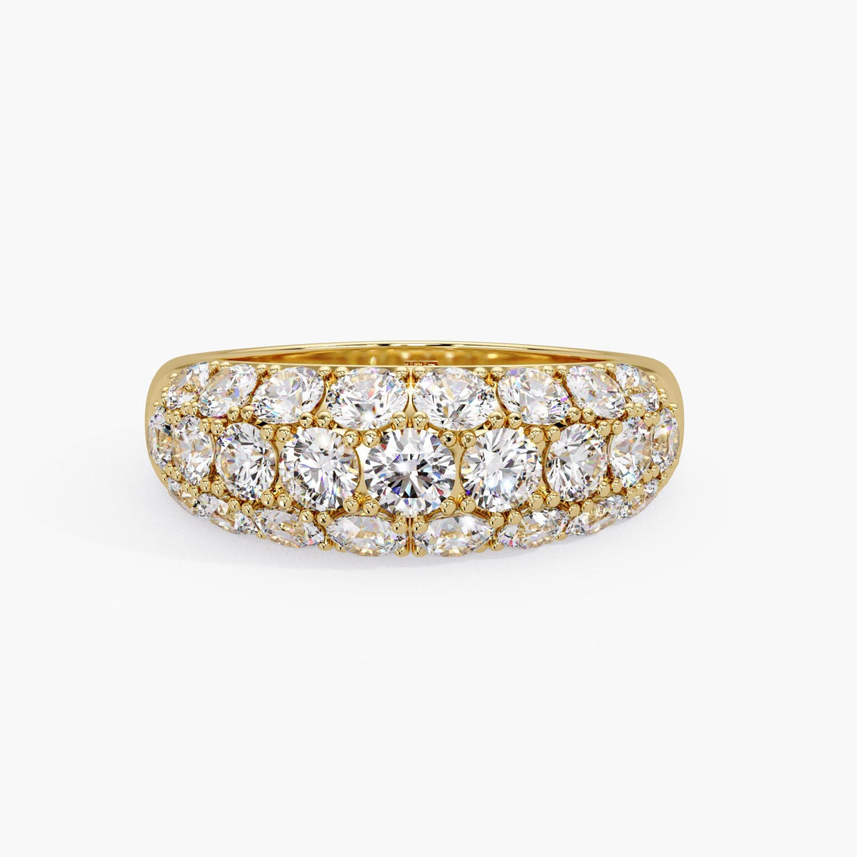 14K Gold Dome Pavé Lab Grown Diamond Ring, Solid Gold Diamond Band, Statement Wedding Ring, Luxurious Anniversary Gift