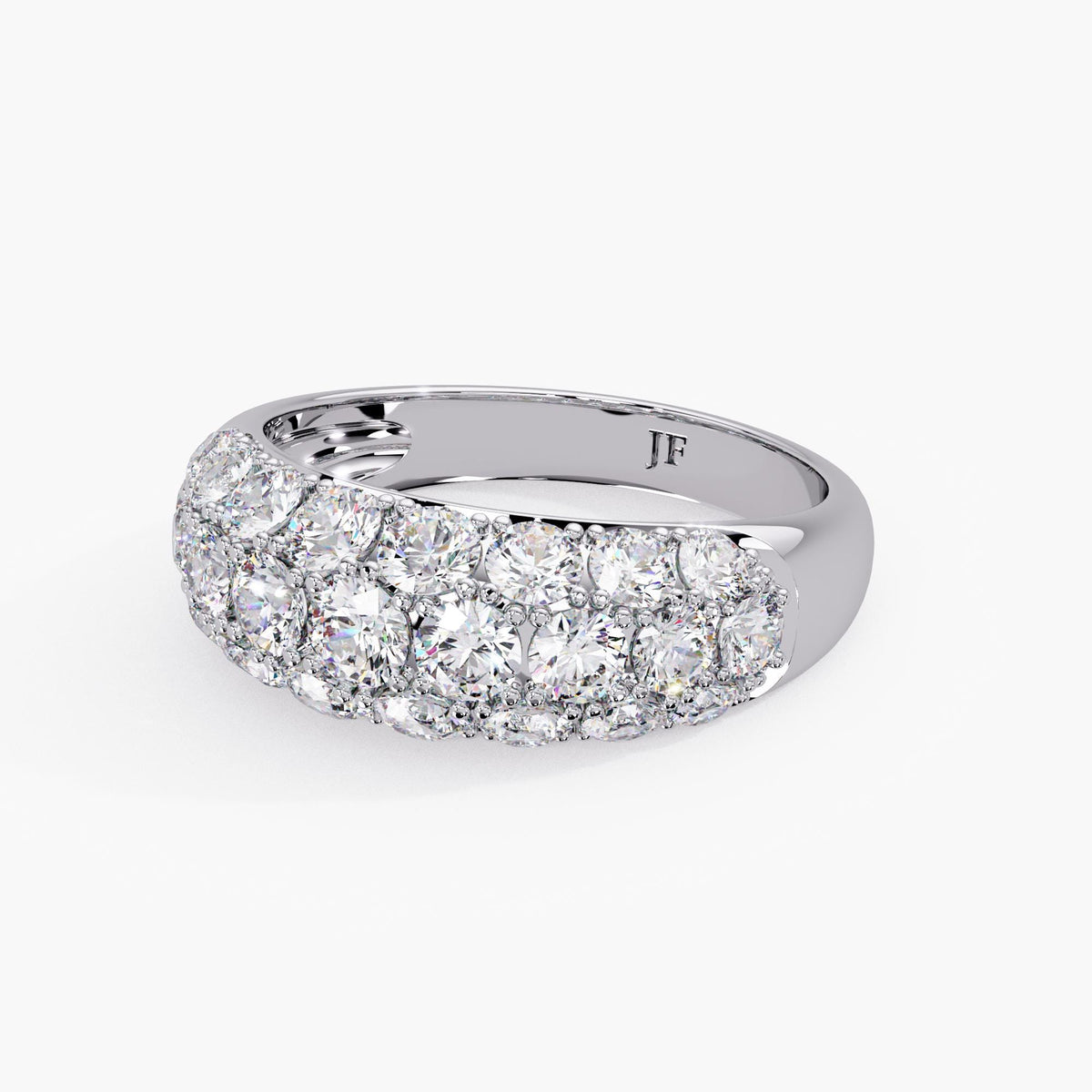 14K white Gold Dome Pavé Lab Grown Diamond Ring, Solid Gold Diamond Band, Statement Wedding Ring, Luxurious Anniversary Gift